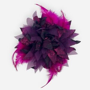 Chico's Purple Dark Pink Feather Brooch Fascinator Pin Flower Floral Magnet